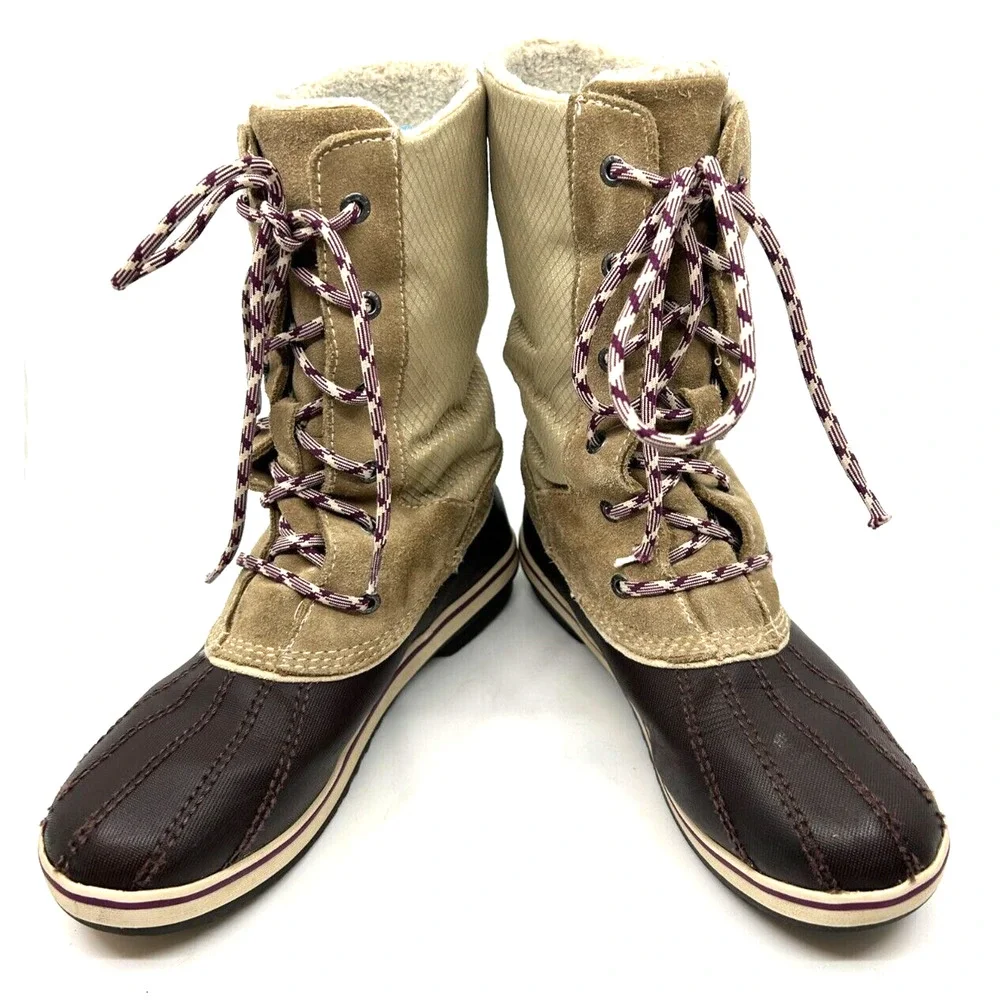 LL Bean Kids TEK 2.5 Prima Loft Snow Boots Size 5 Tan/Brown Waterproof
